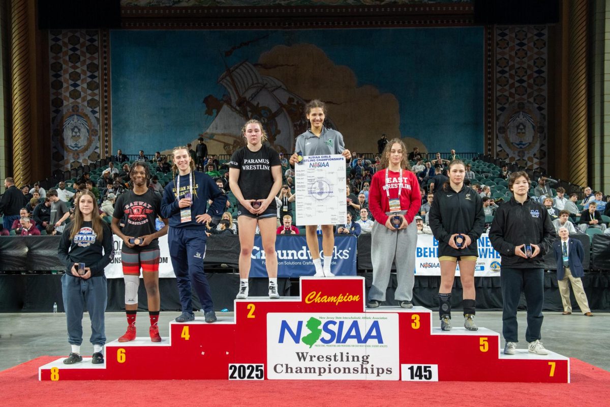 Samantha Goworek on the stand taking 4th in the state.